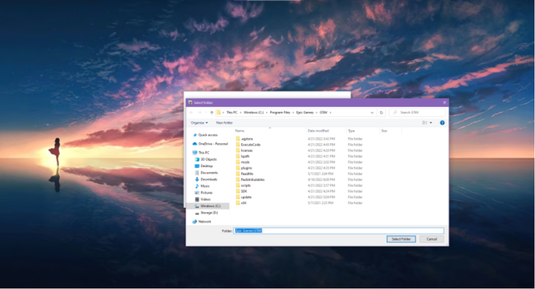 Select GTA V Root Folder on Windows Computer