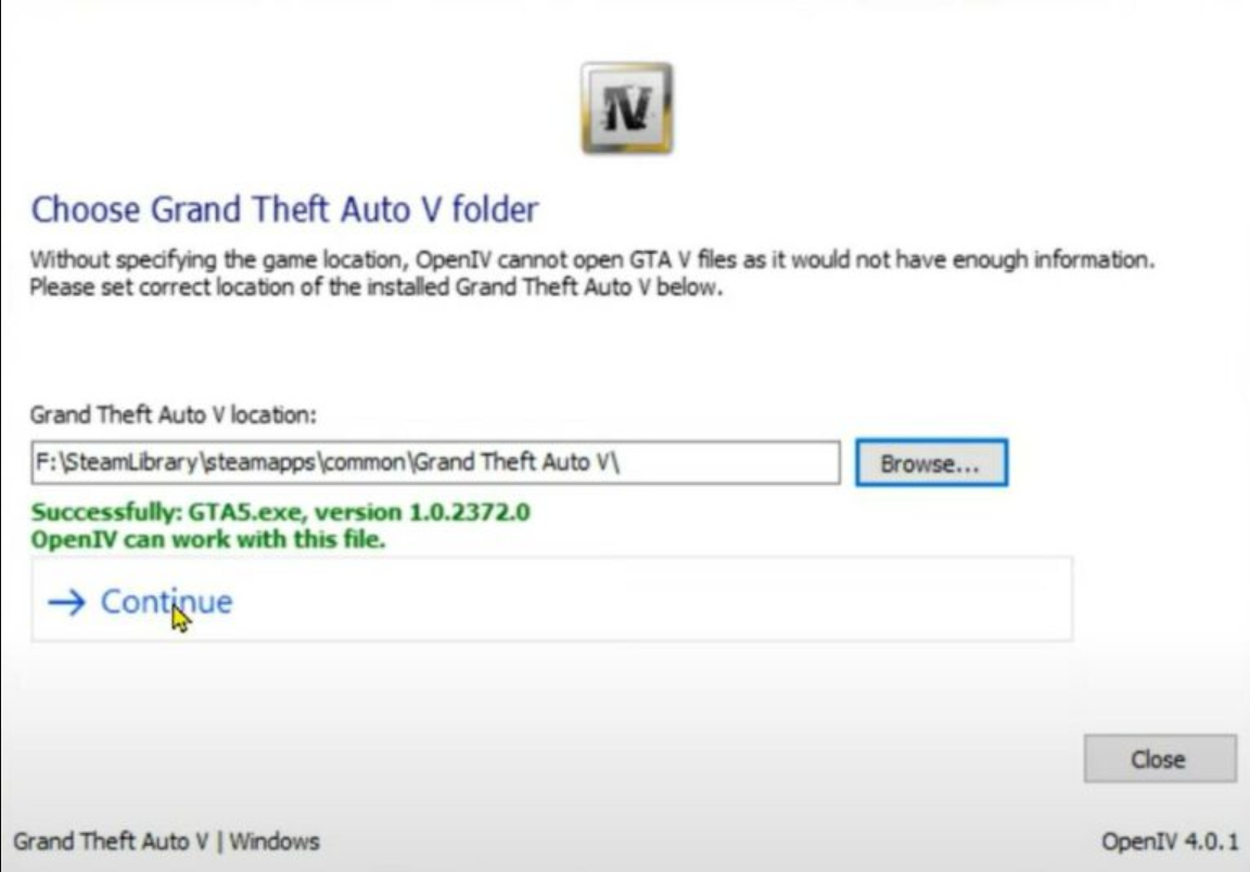 Grand Theft Auto Root Directory successfully detected by the OpenIV tool - Steam Client